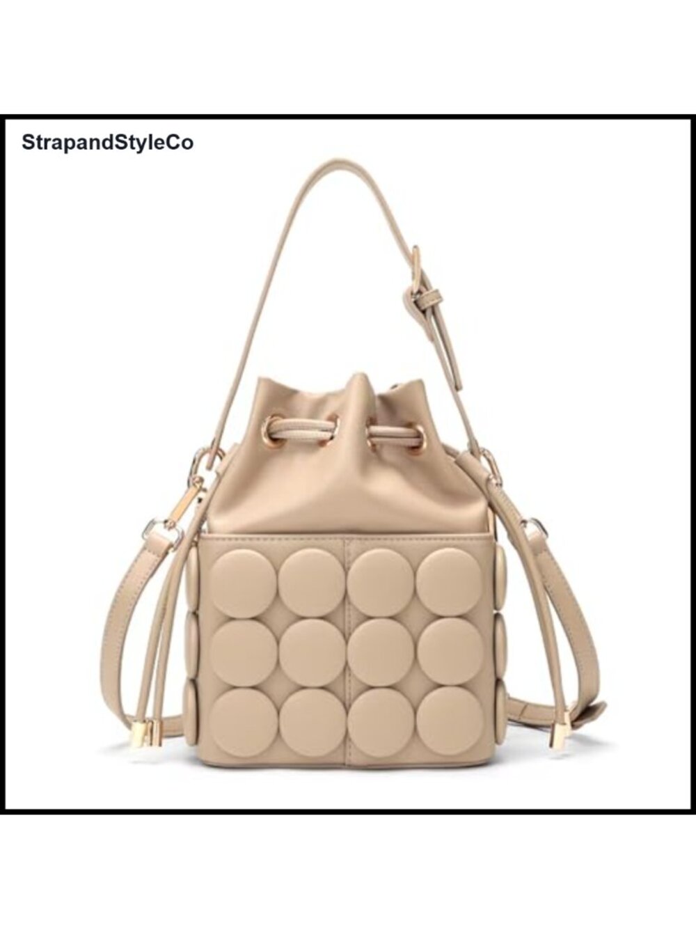 Vegan PU Leather Bucket Crossbody Bag Drawstring Novelty Handbag